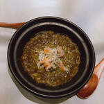 大喜寿し - 蟹みそ焼き　木製のスプーンが２つ