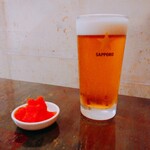 Ajitokoro Musashino - 生ビール  サービスの明太子