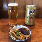 麺処ほん田 - 「ビール」350円とお通し
