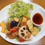 喜良久 - 野菜とひれかつ（だし醤油で）　1,780円
