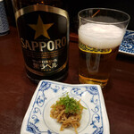 鳥田中 - サッポロ黒ラベルとちりめん山椒