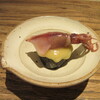 しおて - 料理写真:お通しの「ホタルイカと蕎麦ずしの辛子酢味噌」