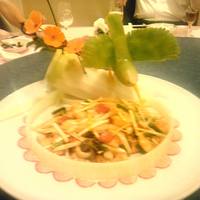 赤坂 四川飯店 - 美しい飾り付けの筍などの炒め物。