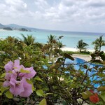 ザ・ブセナテラス - 花越しに望むビーチ。