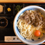 手造りうどん 楽々 - 黒毛和牛肉釜玉