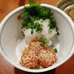 真面目焼鳥 助平 - 卵黄の醤油漬け（400円）