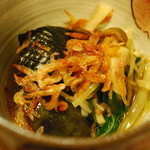 千乃舎 - 茄子のお浸しと揚げアミ