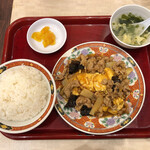 中華食堂 一番館 - 豚肉とキクラゲの玉子炒め定食（600円）税込【令和2年03月24日撮影】