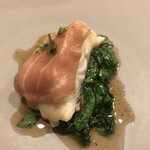 ahill - ＬＵＮＣＨ Ｃ ５８００円。鮎魚女のソテー生ハム。黒胡椒風味のソースが、淡白な鮎魚女の甘さを引き立てます。とても美味しくいただきました（╹◡╹）