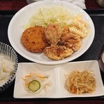 meguronosammananohana - メンチ＆唐揚げ定食 850円