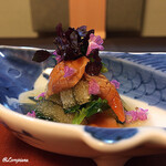 御料理 寺沢 - 赤貝と子持ち昆布の葉山葵和え