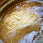 旬菜食房栖玄 - 近江牛のシャブシャブ：　法蓮草、三輪そーめん