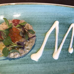 KANAME - スペシャルランチコース３９００円。新鮮魚介のタルタル 山葵マヨネーズソース。特筆すべき点はありませんが、とても美味しいタルタルです（╹◡╹）