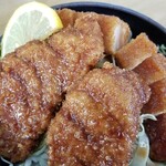 ソースかつ丼 我山 - ヒレ&ロースのハーフ&ハーフ
                                ソースがね、くどくなくて上品。おかわりもできるのでたくさんかけちゃいました♪美味しかったなぁ♪