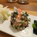 酒呑蕎食〆タグル - イチゴと春菊の白和え