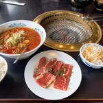 やしろう苑 - カルビラーメンセット（麺なし）＋ダイコンサラダ