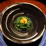 レスト ケイ ヤマウチ - 烏賊・イカスミ・米麹・ルッコラ・雲丹。このお店のスペシャリテ、まずは色彩から鑑賞したい