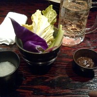 鳥ばか一代 - お通し、肉味噌と大根おろし