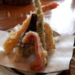 くいものや ラ・ネージュ - 天ざるそば(1400円)　天ぷら