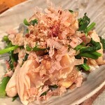 焼鳥 酉たけ - ささみと菜の花の辛子和え　季節感があっていいですね〜　美味しいし