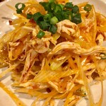 焼鳥 酉たけ - 初めましての鶏ねぎ搾菜　ピリっと辛くて酒が進みます