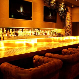 ゴールドに輝く大理石がラグジュアリーな非日常空間を演出。