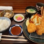 串揚げふじ川 - 海老とヒレかつ定食