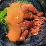 Sumibi Kusiyaki Kemuri - ホタルイカと青菜の酢味噌がけ