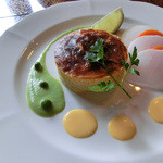 手打ち蕎麦とフレンチの やな木 - ＜2012年5月＞白身魚のパルマンティエ、グリンピースとパプリカのソース