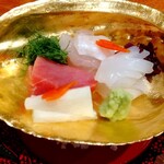 御料理 古川 - 壱岐の中とろ、平戸のヒラメ、アオリイカ