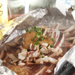 ● Grilled squid and mushrooms from Hakodate with butter and soy sauce