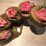 恵比寿焼肉寿司 別邸 - 肉刺し5種盛合わせ