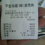 平安冷蔵 - レシート