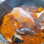 アジアンスープカリー べす - 2020/3  スープに浸したフィッシフライ