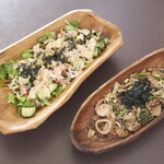 Japchae and pollack salad