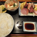 神東寿司 - さしみ定食(にゅうめん)８８０円