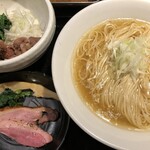 鴨出汁中華蕎麦 麺屋yoshiki - 鴨と三大地鶏の塩そば＋鴨と地鶏丼