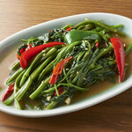 Pak Boon Huai Daeng / Stir-fried water spinach with garlic