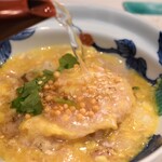 とん唐てん - 梅がゆ親子丼(別皿に移して出汁をかけて茶漬け風に)