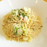 ボーノ - 春キャベツとベーコンのクリームソースパスタ