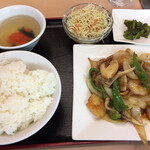 Jiyouka - 海老ときのこの炒め定食