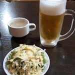 Indoneparuryouriresutorambamarika - 生中　スープ　サラダ