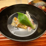 木山 - ４種貝：平木貝・蛤・ほっき貝・白ミル貝とじゃがいも饅頭の吸い物