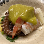 木山 - 飯蛸と半ナマの車海老辛子酢味噌と野蒜