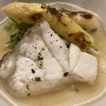 木山 - クエとホワイトアスパラ芹と蕗の薹