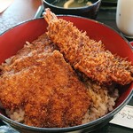 ヨーロッパ軒 - ミックスカツ丼セットの丼にはカツ2枚とエビカツ