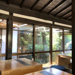 古民家ダイニング 稲空 - 中庭にはふたをした井戸と鹿威しがあります