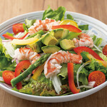 Avocado, shrimp and asparagus salad