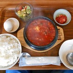 コッテジ - 豆腐チゲランチ（激辛・ご飯大盛）