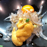 初芳鮨 - 白魚　海胆、　鶉卵